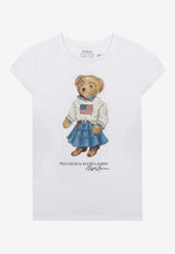 Polo Ralph Lauren Kids Girls Polo Bear Print T-shirt White 313A98403001CO/S_POLOR-WHT