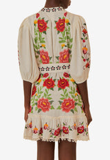 Farm Rio Floral Embroidered Mini Dress Multicolor 318237WHITE MULTI