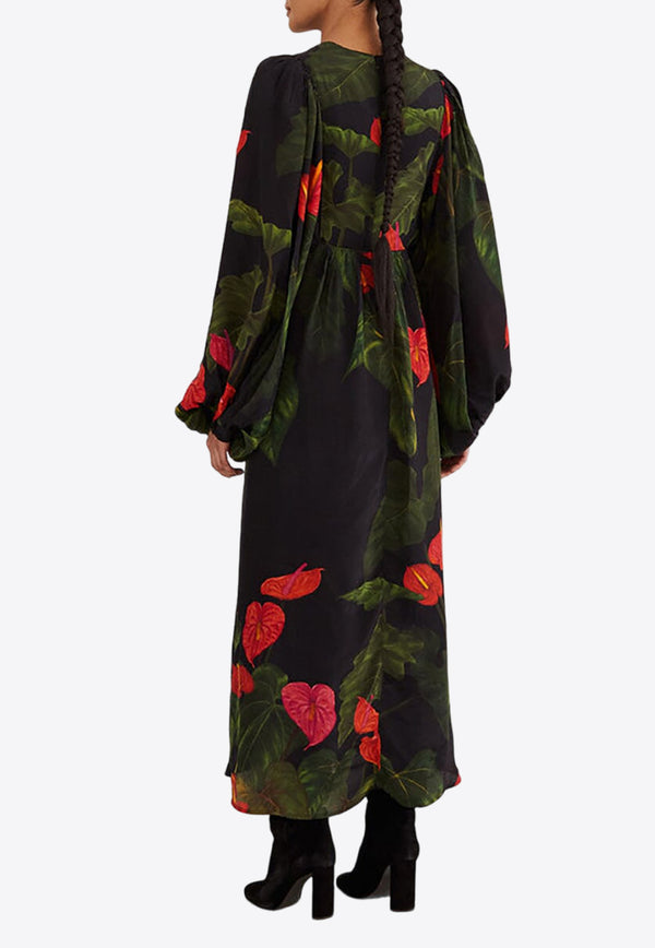 Farm Rio Anthurium Long-Sleeved Maxi Dress Multicolor 319516BLACK MULTI