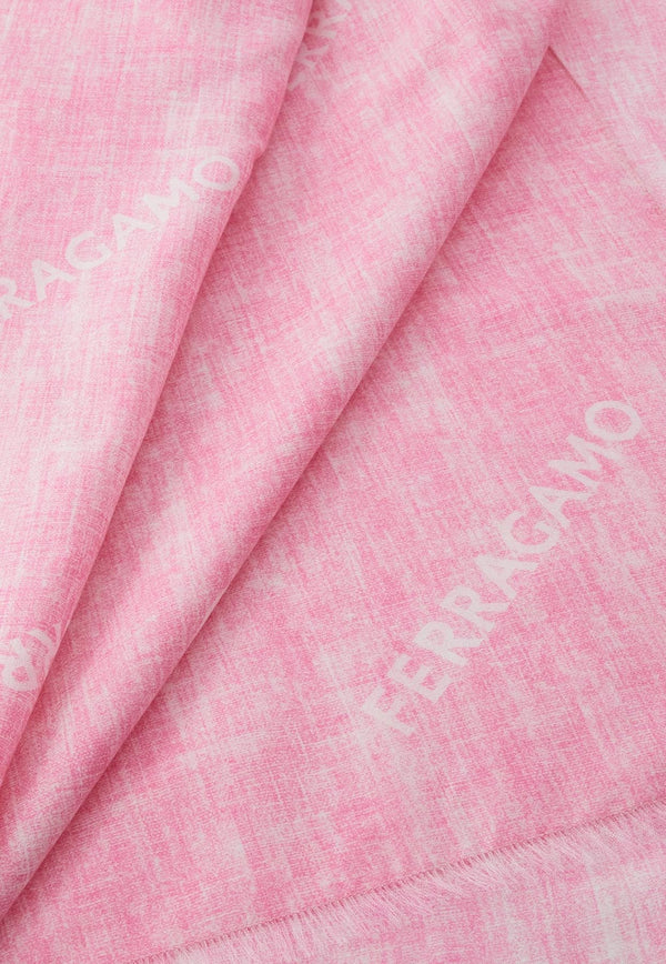 Salvatore Ferragamo Logo Pattern Shawl 320670 SL LETTERDEN 763405 BUBBLEGUM Pink