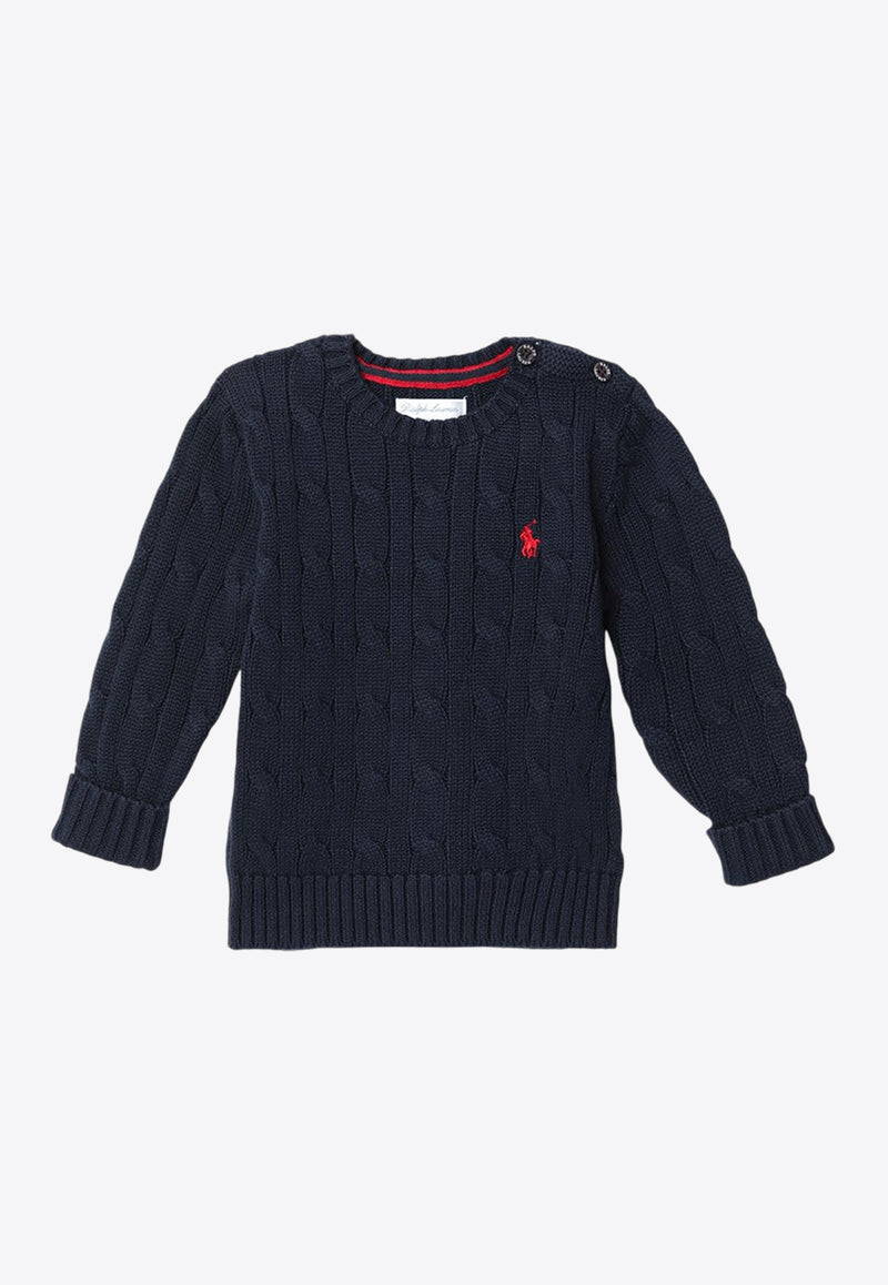 Polo Ralph Lauren Kids Babies Cable Knit Logo Sweater Blue 320702674058CO/P_POLOR-NA