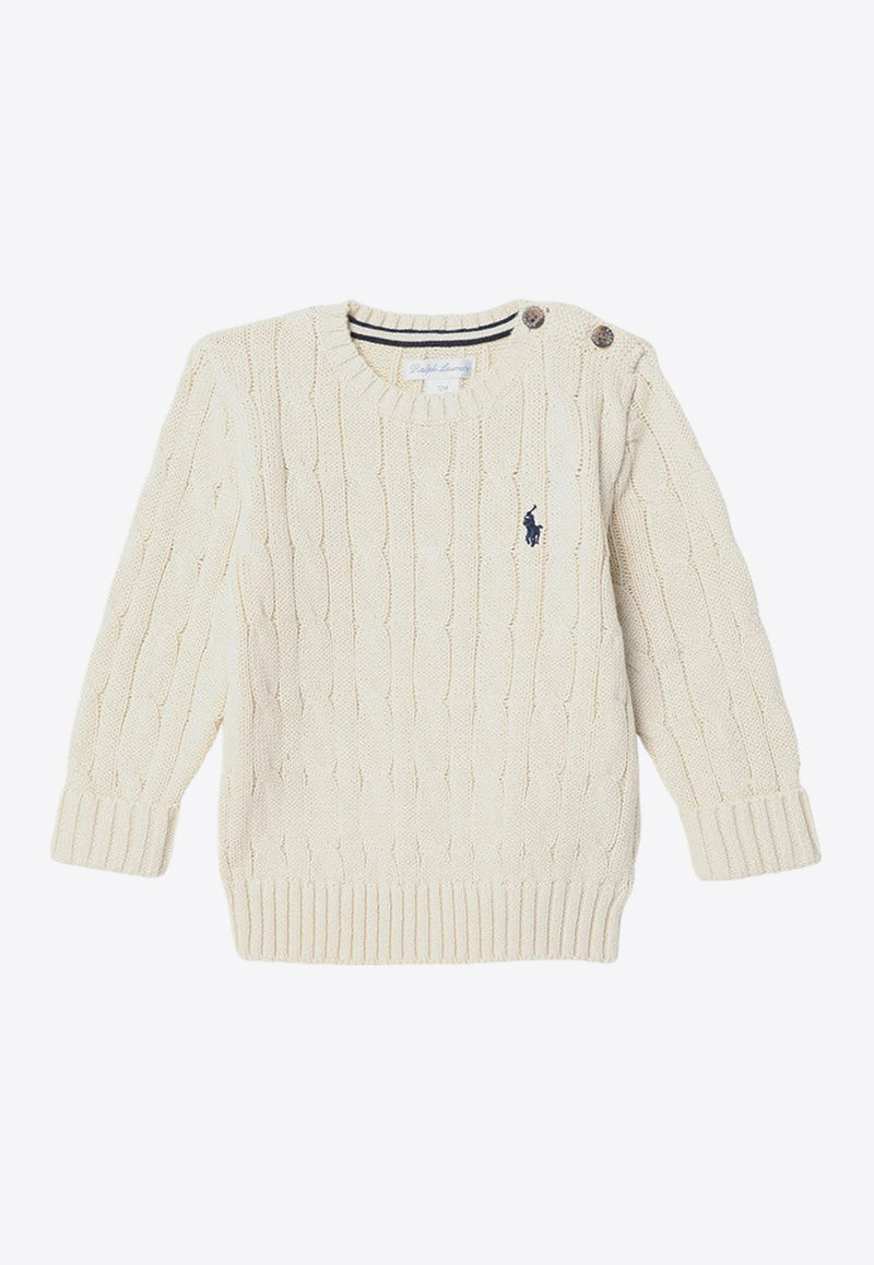 Polo Ralph Lauren Kids Babies Cable Knit Logo Sweater Cream 320702674067CO/P_POLOR-AC