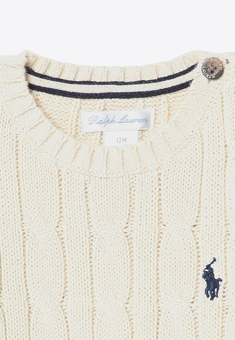 Polo Ralph Lauren Kids Babies Cable Knit Logo Sweater Cream 320702674067CO/P_POLOR-AC