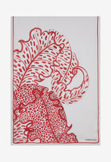 Salvatore Ferragamo Foliage Print Silk Stole 320750 ST FOLIAGE 763982 AVORIO/ROSA Red