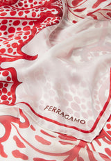 Salvatore Ferragamo Foliage Print Silk Stole 320750 ST FOLIAGE 763982 AVORIO/ROSA Red