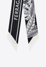 Salvatore Ferragamo Graphic Jacquard Silk Tie Scarf 320803 TW TOGO NEW 771210 BLACK/WHITE