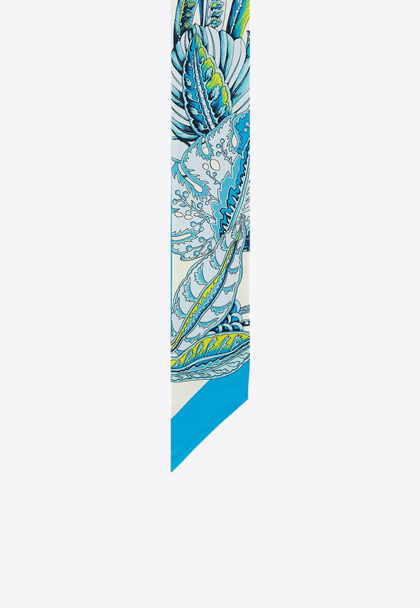 Salvatore Ferragamo Graphic Jacquard Silk Tie Scarf 320803 TW TOGO NEW 771212 IVORY/TURQUOISE