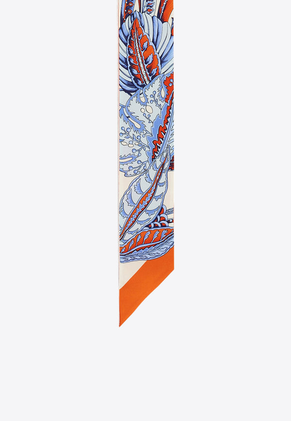 Salvatore Ferragamo Graphic Jacquard Silk Tie Scarf 320803 TW TOGO NEW 771213 ORANGE/IVORY