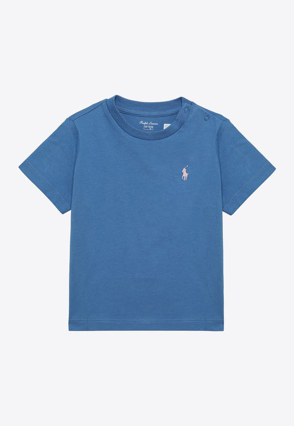 Polo Ralph Lauren Kids Babies Logo Embroidered Crewneck T-shirt Blue 320832904121CO/O_POLOR-EB