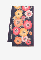 Salvatore Ferragamo Anemone Print Silk Scarf Multicolor 320915 SR ANEMONI2 775578 MARINE/IVORY