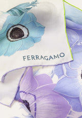 Salvatore Ferragamo Anemone Print Silk Scarf Multicolor 320915 SR ANEMONI2 775580 LAVANDA/IVORY