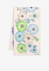 Salvatore Ferragamo Anemone Print Silk Scarf Multicolor 320915 SR ANEMONI2 775580 LAVANDA/IVORY