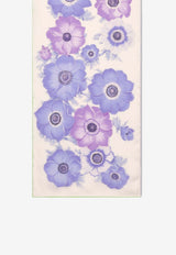 Salvatore Ferragamo Anemone Print Silk Scarf Multicolor 320915 SR ANEMONI2 775580 LAVANDA/IVORY