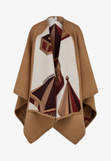 Ferragamo Geometrical Renaissance Print Reversible Cashmere Poncho Camel 320963 CAPE NADIR 779395 RED PATTERNED DARK