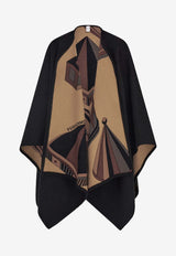 Ferragamo Geometrical Renaissance Print Reversible Cashmere Poncho Multicolor 320963 CAPE NADIR 790392 PATTERNED BLACK