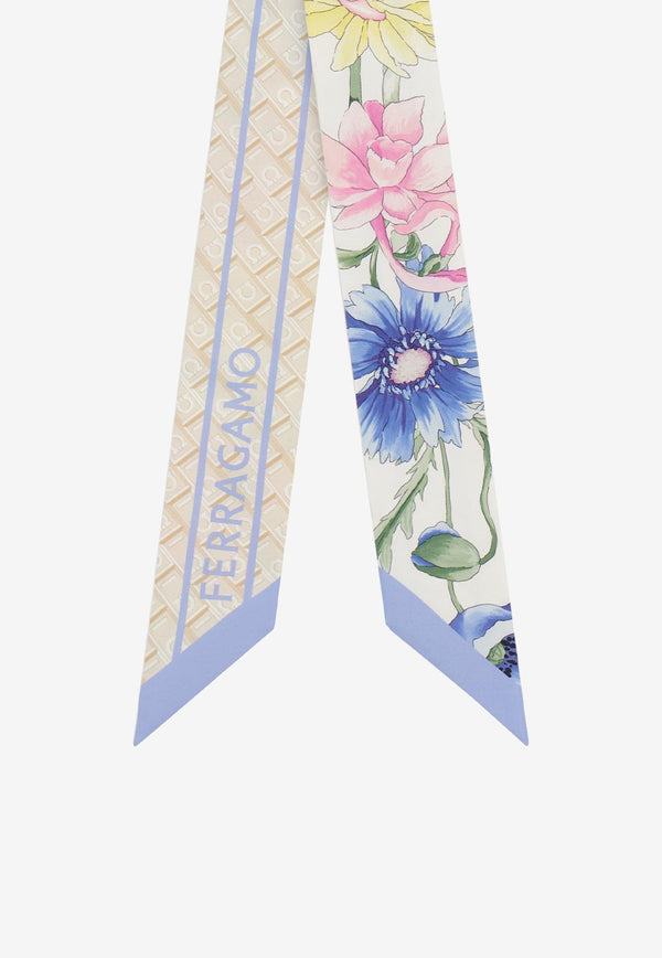 Ferragamo Floral Bouquet Print Silk Mini Bandeau Multicolor 320966 MB MONOFLOW 780230 AVORIO AZZURRI