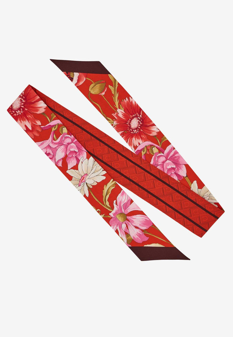 Ferragamo Floral Bouquet Print Silk Mini Bandeau Red 320966 MB MONOFLOW 780233 NEW RED FUXIA