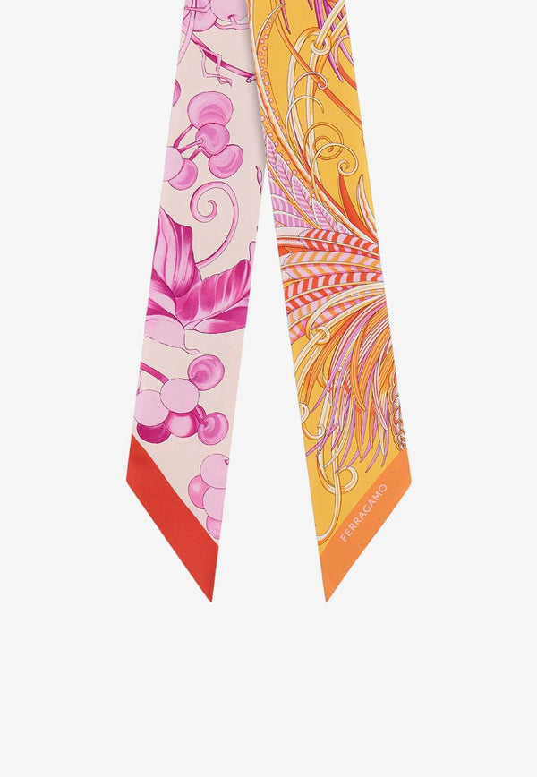 Salvatore Ferragamo Mini Animal Print Bandeau Scarf Multicolor 320970 MB NEW SHOW 780208 AVORIO FUCSIA