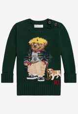 Polo Ralph Lauren Kids Babies Intarsia Knit Polo Bear Sweater Green 320978393001WO/R_POLOR-MA