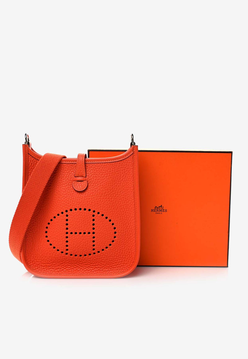 Hermès Mini Evelyne 16 in Orange Taurillon Clemence with Palladium Hardware