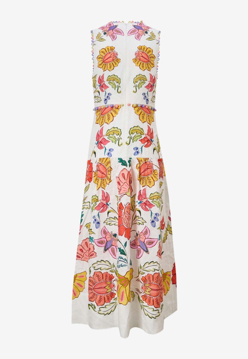 Farm Rio V-neck Floral Insect Print Midi Dress Multicolor 321158FLORAL