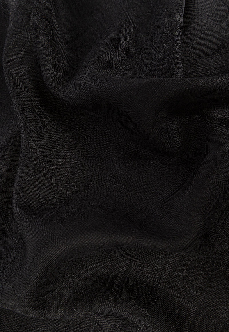 Ferragamo Monogram Fringe Scarf Black 321167 ST MONOG 785353 BLACK