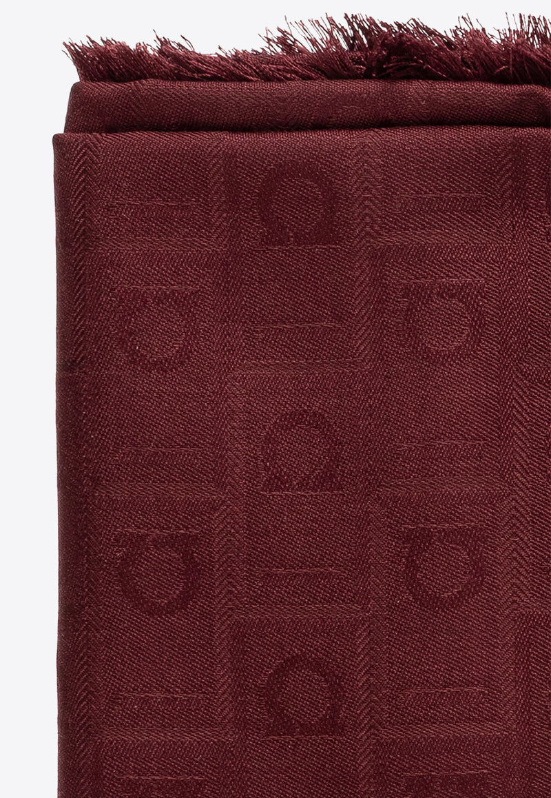 Ferragamo Monogram Fringe Scarf Bordeaux 321167 ST MONOG 785354 BORDEAUX