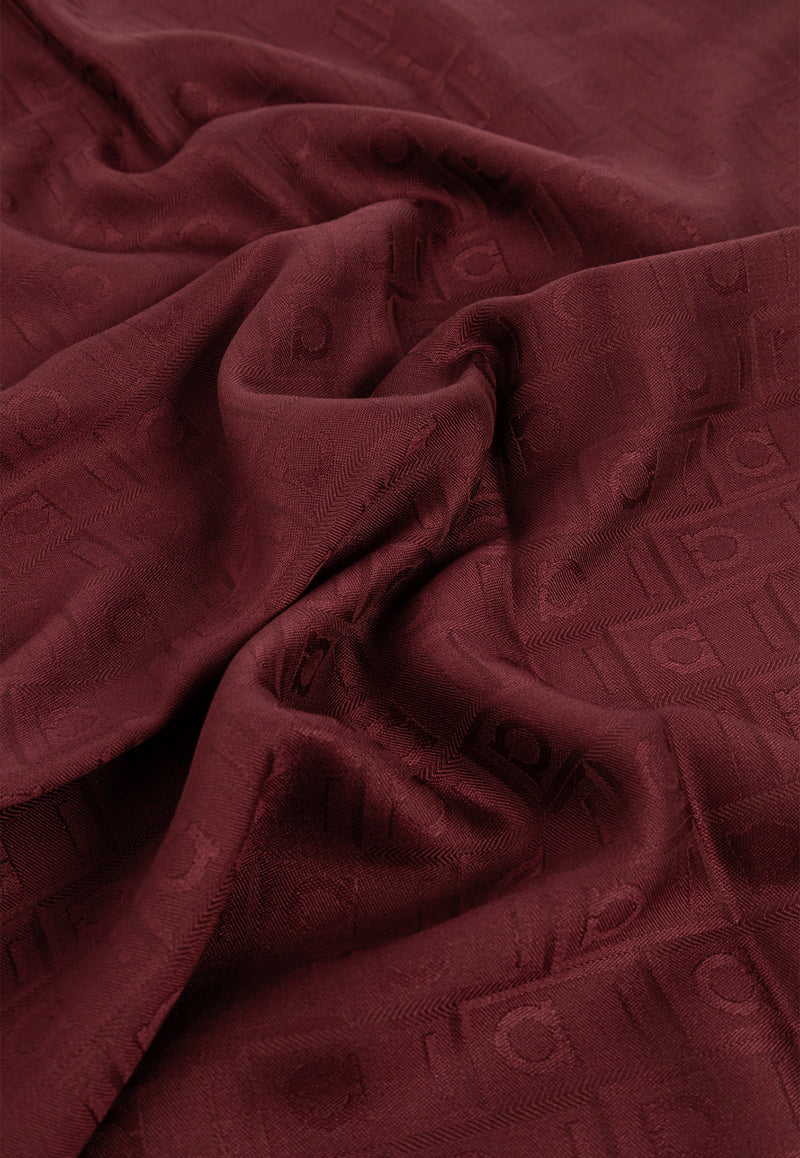 Ferragamo Monogram Fringe Scarf Bordeaux 321167 ST MONOG 785354 BORDEAUX
