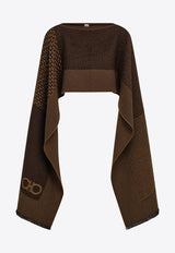 Ferragamo Jacquard Wool Cape Brown 321234 ST PATCHWORK 790364 TOBACCO BROWN