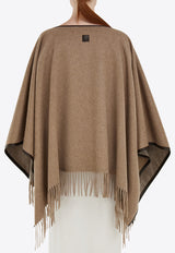 Ferragamo Cashmere Fringed Cape Brown 321235 CAPE DOUBLE 790370 TAUPE GREY