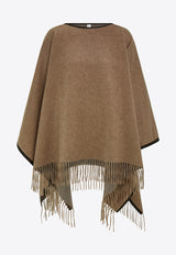 Ferragamo Cashmere Fringed Cape Brown 321235 CAPE DOUBLE 790370 TAUPE GREY