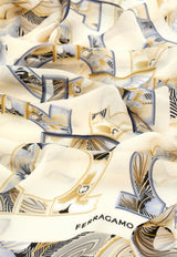 Ferragamo Brezza Print Silk Scarf Multicolor 321254 SR BREZGAN 790102 WHITE PATTERNED BRIGHT
