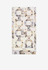 Ferragamo Brezza Print Silk Scarf Multicolor 321254 SR BREZGAN 790102 WHITE PATTERNED BRIGHT