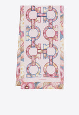 Ferragamo Brezza Gancini Print Silk Scarf Multicolor 321254 SR BREZGAN 790103 PINK PATTERNED LIGHT/ PASTEL