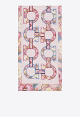 Ferragamo Brezza Gancini Print Silk Scarf Multicolor 321254 SR BREZGAN 790103 PINK PATTERNED LIGHT/ PASTEL