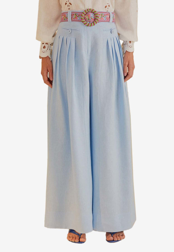 Farm Rio Wide-Leg Linen Pants Light Blue 321611BLUE