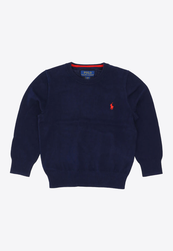 Polo Ralph Lauren Kids Boys Logo Embroidered V-neck Sweater Navy 321799887031_000_NAVY