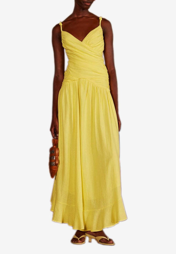 Farm Rio V-neck Cross Over Maxi Dress Yellow 321911YELLOW