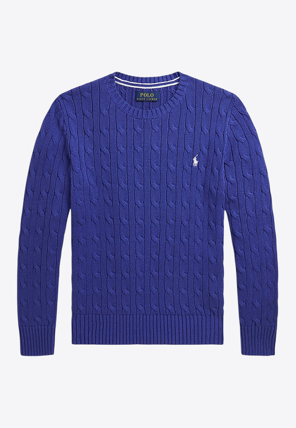 Polo Ralph Lauren Kids Boys Cable Knit Logo Sweater Blue 322702674067CO/P_POLOR-BN