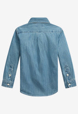 Polo Ralph Lauren Kids Boys Long-Sleeved Logo Denim Shirt Blue 322713843001CO/S_POLOR-DB