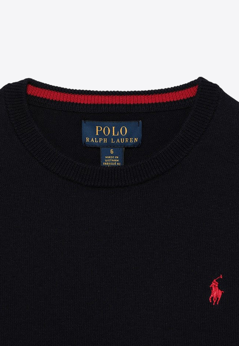 Polo Ralph Lauren Kids Boys Logo Embroidered Crewneck Sweater Blue 322799887031CO/O_POLOR-NA