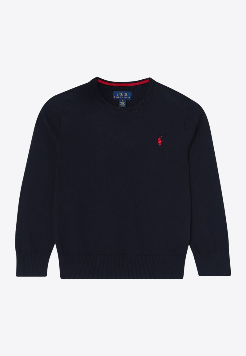 Polo Ralph Lauren Kids Boys Logo Embroidered Sweater Navy 322799887031CO/Q_POLOR-RL