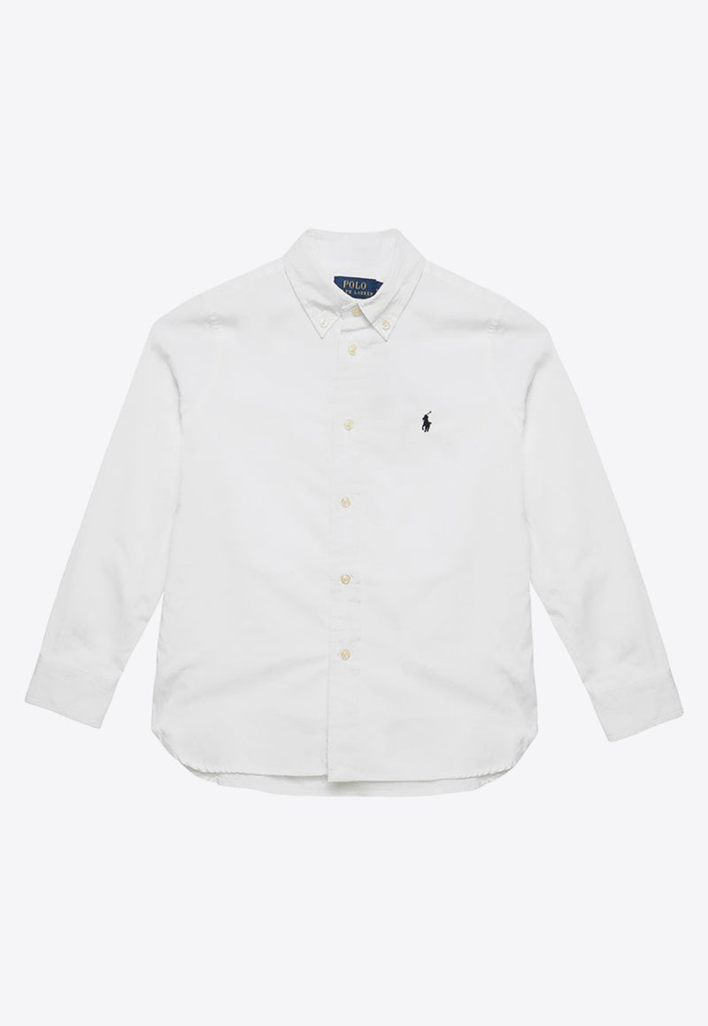 Polo Ralph Lauren Kids Boys Logo Embroidered Long-Sleeved Shirt White 322819238001CO/O_POLOR-WHT