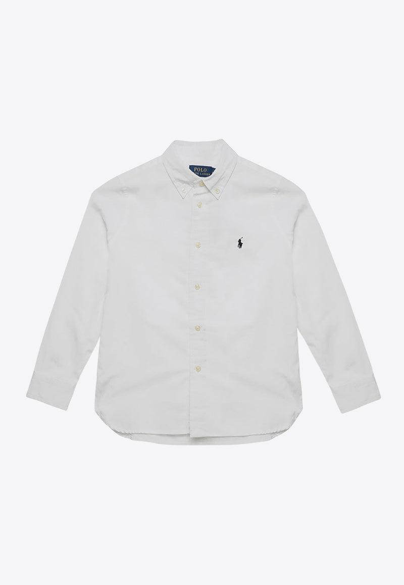 Polo Ralph Lauren Kids Boys Long-Sleeved Logo Shirt White 322819238001CO/Q_POLOR-WHT