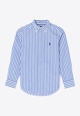 Polo Ralph Lauren Kids Boys Striped Long-Sleeved Logo Shirt Light Blue 322918249CO/Q_POLOR-WB
