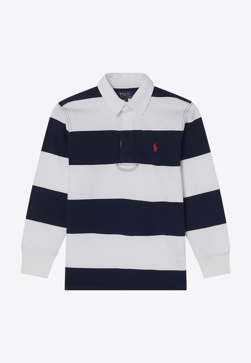 Polo Ralph Lauren Kids Boys Long-Sleeved Striped Polo T-shirt Navy 322932280CO/Q_POLOR-WC