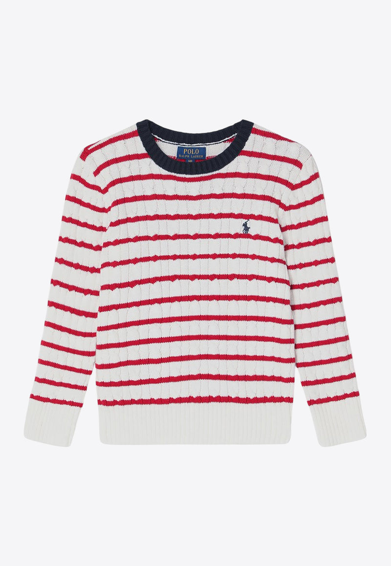 Polo Ralph Lauren Kids Boys Knitted Stripe Sweater White 322957699CO/Q_POLOR-PW