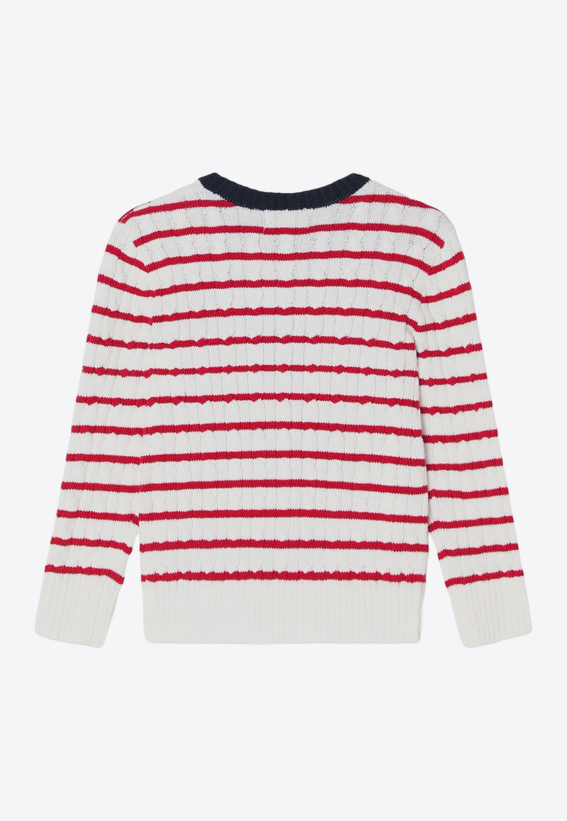 Polo Ralph Lauren Kids Boys Knitted Stripe Sweater White 322957699CO/Q_POLOR-PW