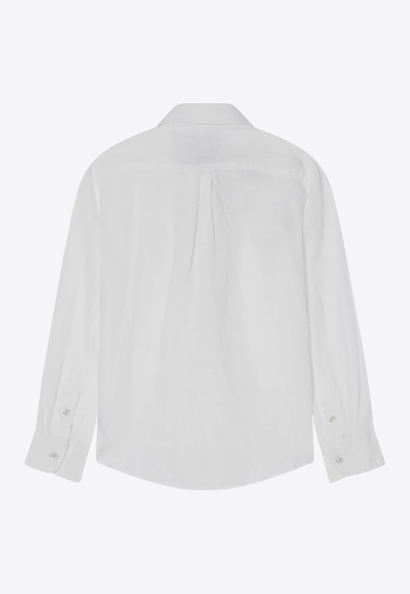 Polo Ralph Lauren Kids Boys Linen Long-Sleeved Shirt White 322967600003LI/Q_POLOR-WHT