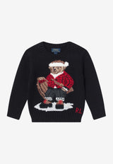 Polo Ralph Lauren Kids Boys Intarsia Knit Polo Bear Sweater Black 322981629001WO/R_POLOR-BLK